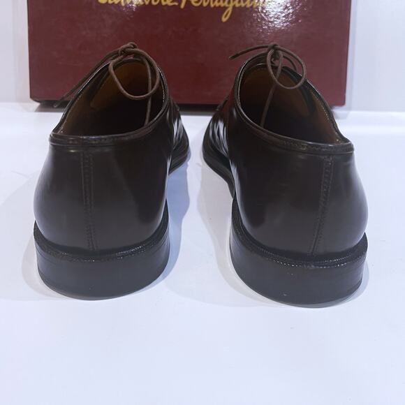 Salvatore Ferragamo 8.5 D Corrado Lace Oxford Brown Leather VTG Italy Authentic main image 4